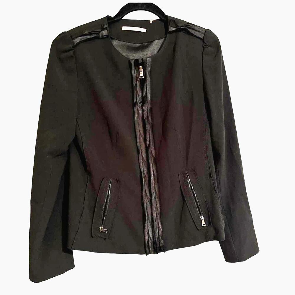 Tahari Women's Black Full Zip Long Sleeve Short Blazer